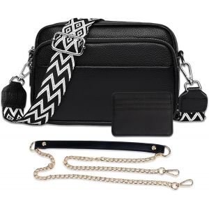 RFCBC-Sacs Bandoulière Femme Cuir PU Zip Sac a Main Femmes Bandoulieres avec Sangle d'épaule Réglable et Compartiments pour Cartes Sac Besace Femme Bandouliere Multipoche pour Voyages - Neuf
