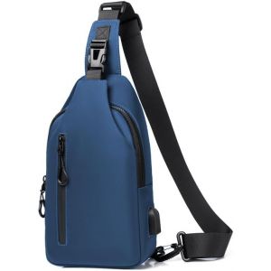 nzqaf-Sac de Poitrine Grande Capacité, Sacoche Homme Bandouliere Multi Poches, Sac à Bandoulière Imperméable, Sac Antivol pour Homme, pour les Voyages en Plein Air, la Randonnée, le Jogging etc - Neuf