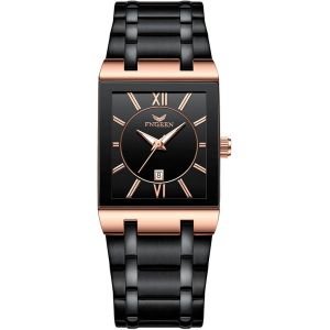 Montre-Bracelet Rectangulaire Pour Homme : Montre &Agrave; Quartz Analogique &Eacute;tanche 3 Atm Pour Homme Multifonction Calendrier Aiguilles Lumineuses Montre Avec Bracelet En Acier Inoxydable Cadeaux - Neuf