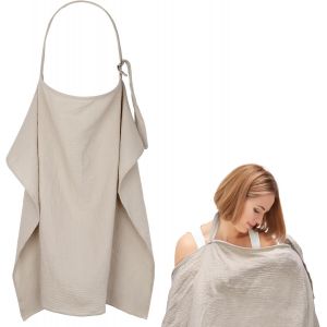 Baby Breastfeeding Blanket,Soft And Breathable Nursing Apron,75 X 110 Cm Adjustable Cotton Nursing Cover For Moms,Khaki - Neuf