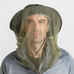 Chapeau Anti-Moustiques Avec Maille Int&eacute;gr&eacute;e, Protection Visage Et Uv - Vert Militaire, Tissu 100 % Nylon, Circonf&eacute;rence 60 Cm - Neuf