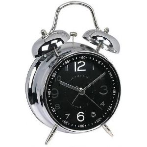 R&eacute;veil double cloche en m&eacute;tal 4" pour table de chevet, r&eacute;glage facile, son puissant, fonctionne sur piles, id&eacute;al pour les voyages - vous - Neuf