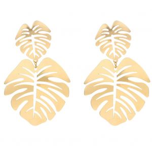 Boucles D'oreilles Creuses En Metal En Forme De Feuille, Bijoux De Fete De Mariage (Dore) - Neuf