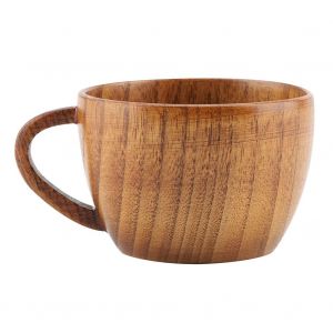 Hjlian Tasse En Bois Naturel Portable Avec Poignee, Tasse A The En Bois, Tasse A Cafe, Biere, Jus De Fruits (#3) - Neuf