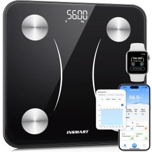 Pese Personnes, Balance Pese Personne Avec Grand Écran (7 Données), Bluetooth Balance Connectée Pour Visualiser 18 Données Corporelles Via L'app, Balance 30x30cm Charge Maximale 227kg/500lb - Neuf