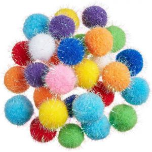 Letnerny-Lot De 30 Boules Scintillantes De 3 Cm Pour Chat, Jouets Pour Chats, Boules Floues Pour Chats, Jouets Interactifs Pour Chats Et Chats - Neuf