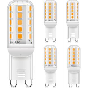 Lampe Led G9 Blanc Chaud 2700k, Ampoule Led 5w G9 De Remplacement, Lampes Halog&egrave;nes 50w, 450lm, Ampoules Led G9 Non Dimmables, Sans Scintillement, Ac220-240v, Paquet De 5 - Neuf