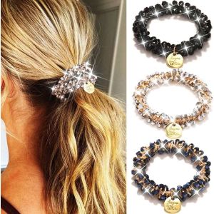 &Eacute;lastiques &Agrave; Cheveux Avec Strass Pour Queue De Cheval - Accessoires Pour Cheveux Pour Femme (Blanc, Gris, Rose) - Neuf