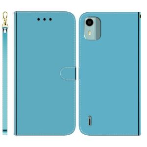 &Eacute;tui En Cuir Effet Miroir Pour Nokia C12 - Bleu - Neuf