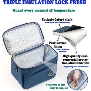 Sac &agrave; lunch isotherme portable, petit sac &agrave; lunch &eacute;tanche et r&eacute;sistant &agrave; l'huile, sac isotherme pour pique-nique, id&eacute;al pour l'&eacute;cole, le bureau et l'ext&eacute;rieur (bleu) - Neuf