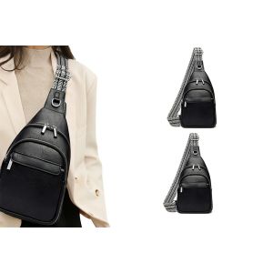 Lot de 2 sacs bandouli&egrave;re femme en cuir PU, petit sac banane/poitrine - Neuf