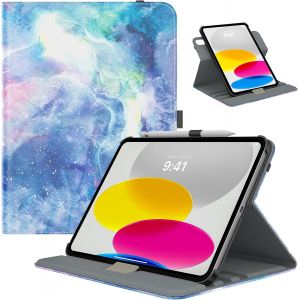 Coque pour iPad (A16) 11&egrave;me G&eacute;n&eacute;ration 11 Pouces 2025/iPad 10&egrave;me G&eacute;n&eacute;ration 10,9 Pouces 2022, &Eacute;tui Rotatif &agrave; 90&deg; en PC Solide avec R&eacute;veil/Sommeil Auto et Anneau de Stylet, Nuages de R&ecirc;ve - Neuf