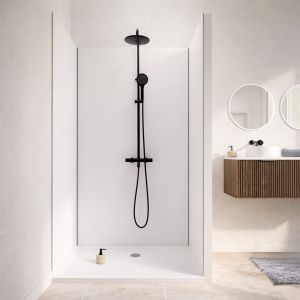 Pack de 3 Panneaux Muraux Aluminium Blanc 80+120+80x210 cm avec Profil&eacute;s Chrome - WALL'IT - Neuf