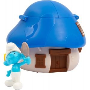ERYI-Les Schtroumpfs U2013 La Maison De Schtroumpfs Avec Toit Bleu À Mécanisme Rechargeable À L'Intérieur Schtroumpf Vaniteux De 5,5 Cm, Pour Enfants À Partir De 3 Ans - Neuf