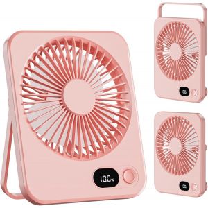 KALANKA-Ventilateur de Bureau, Mini Ventilateur Portable avec Batterie Rechargeable de 3600 mAh Silencieux 5 Vitesses 180° Inclinable Petit Ventilateur Maison/Bureau/Voyage/Extérieur rosa - Neuf