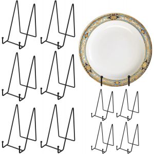 Lot de 10 supports d'assiettes décoratifs en métal de 15,24 cm-Noir-Présentoir en fer-Présentoir pour photos,photos,livres - Neuf