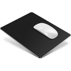 KALANKA-Tapis de Souris en Aluminium en Métal, Tapis de Souris Rigide Ultra Mince Anti-dérapant étanche PU Cuir et Alliage d'aluminium Surface pour Le contrôle Rapide et précis, 24x20cm,Noir - Neuf