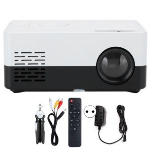 Mini projecteur portable LED Home Cinema, lecteur multimedia video avec support, 100-240 V, noir et blanc, prise UE - Neuf