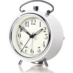 Réveil super puissant de 10,2 cm pour les gros dormeurs,horloge de bureau analogique silencieuse avec cloche en métal intégrée et veilleuse pour chambre à coucher,table de chevet,bureau - Neuf