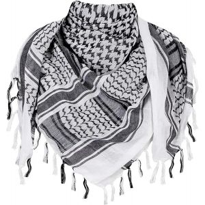 Sept-Écharpe Shemagh Noir Et Blanc, Style Désert, Kufiya, Keffiyeh, Ghutrah, Hattah, 100 % Coton, Convient Pour Le Paintball, Les Jeux De Rôle, Les Dunes, Taille Normale - Neuf