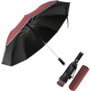 Parapluie inversé, Parapluie Pliant Automatique 10 Baleines pour Homme et Femme, Equipé d'une Lampe de Poche, Anti Vent, Anti Tempete, Diamètre 105 cm - Neuf