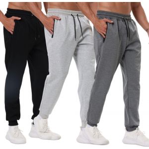 Mevronisshop-Lot De 3 Pantalons De Survêtement Athlétiques Pour Homme Avec Poches Zippées, Pantalon De Jogging Pour Homme - Neuf