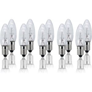 Jgd-Hellum 950083 Lot De 10 Bougies De Rechange Pour Arc-Boutant 34 V, 3 W, Pour Guirlande Lumineuse D'int&eacute;rieur Avec 7 Points Lumineux, Ampoules E10, 34 V, 3 W, 22 Lumens - Neuf