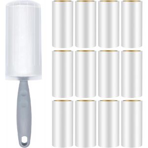 Jgd-12 Rouleaux Rouleau Poils Animaux, 720 Feuilles Brosse Collante, 1 Poign&eacute;es + 1 Housse De Protection, Rouleau Adhesif Vetement Pour V&ecirc;tements, Cheveux, Canap&eacute;, Lit, Poils De Chat Et Chien - Neuf