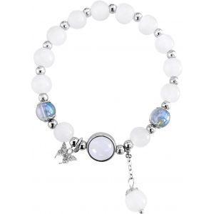 Eryi-Bracelet En Pierre D'oeil De Chat, Bracelet Oeil De Chat, Bracelet Perles Femme, Bracelet Élastique Femme, Cristal Perles Oeil De Chat Bracelet, Bracelet Pierre Femme - Neuf