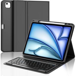 Coque Clavier Pour Ipad Air 13 Pouces M3 2025, Clavier Pour Ipad Air 13 Pouces M3/M2 2025/2024, Azerty Français Clavier Bluetooth Détachable Avec Fente Pour Stylo, Noir - Neuf