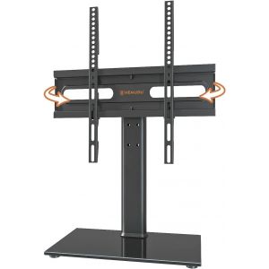 Support TV Universel pivotant pour téléviseurs LCD LED de 27 à 60"" Hauteur réglable avec Base en Verre trempé et Gestion des Fils, VESA 400 x 400 mm - Neuf