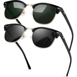 Tianyi-Lunettes De Soleil Polarisées Homme Et Femme, 2 Paires Lunettes De Soleil Demi-Monture Métal Classique Uv400 - Neuf