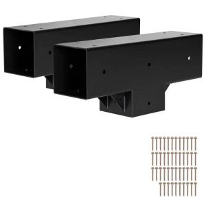 Support De Pergola-Duoku-Lot De 2-Connecteurs En Acier Au Carbone 92x92 Mm-Kit &Agrave; 3 Voies En Forme De T Avec Vis - Neuf