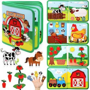 JGD-Busy Board Montessori Jouet Enfant 1 an,Livre Montessori Jouet Cadeau pour Enfant 1 2 3 4 Ans,Planche d'Activit&eacute;s Jouet &Eacute;ducatif Sensoriel Pr&eacute;scolaire,Jouets de Voyage pour Tout-Petits - Neuf