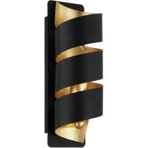 Ulteronixshop-Applique Murale Int&eacute;rieure Elizondo, Luminaire D&iquest;Int&eacute;rieur Vintage Et Industriel En Acier Noir Et Dor&eacute;, Lampe En Spirale Pour Salon Et Couloir, Spot Avec Douille E14 - Neuf