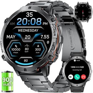 Montre Connectée Homme Avec 900mah Batterie, 1.73"" Hd Amoled Montre Podometre Avec Appels Bluetooth/110 + Modes Sportifs/Fréquence Cardiaque/Sommeil Moniteur, Android Ios Montre Militaire Homme - Neuf