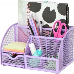 Organisateur de Bureau/Papeterie Organizer/Pot à Stylo/Bureau Ranger/Multifonctions Organisateur (Violet Clair) - Neuf
