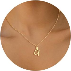 Kal-Collier Lettre Initiale Femme Argent Or Initiale A-Z Coeur Pendentif Collier Acier Inoxydable Personnalisé Nom Collier Longueurs Ajustable 45+5cm Cadeau Personnalisé Femme - Neuf