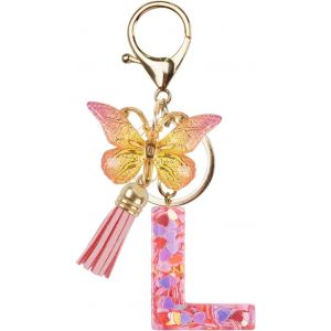 KAL-Porte-Clés Avec Initiales, Rose Papillon Porte-Clés Pour Sac À Dos, Cartable - Neuf