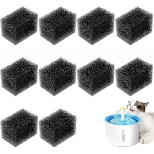 Lot De 10 Filtres De Rechange En Mousse Pour Fontaine &Agrave; Eau Pour Chat Et Chien Noir 2,8 L - Neuf