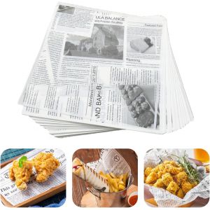 Subzonal-Lot De 200 Feuilles De Papier Sulfuris&eacute; De Qualit&eacute; Alimentaire, Papier D'emballage Alimentaire R&eacute;sistant &Agrave; L'huile Sur Le Th&egrave;me Du Journal Pour G&acirc;teaux, Fromages, Hamburgers, Sandwich, Pain, - Neuf