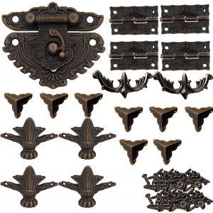 19 Pi&egrave;ces Fermoir Verrou Vintage Charni&egrave;res Bronze Coin Protecteur Vintage Pied Meuble Bronze, Accessoires D&eacute;coratifs de Vintage Style - Neuf