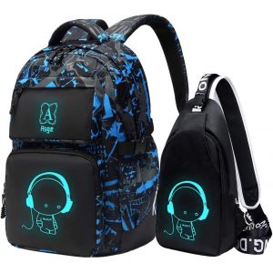 CHECARZHN--NO1-Sac A Dos Scolaire Grand Sac Ecole Garcon Trousse Lycee Cartable Garçon Primaire Camouflage Sac A Dos Enfant Lumineux Cartable Ado Fille Primaire Cadeau 8 10 12 14 Ans Sac De - Neuf