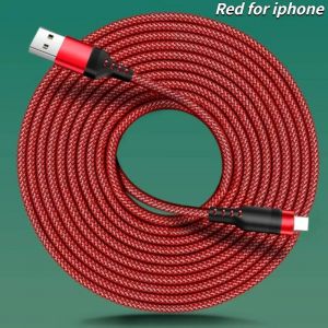 Câble Usb Type-C Micro Lightning Étendu De 8M 5M 3M,Câble De Données Tressé Pour Iphone Samsung Huawei Xiaomi Poco Switch Sony Ps5,Câble De Chargement.For Lightning Red.3M - Neuf