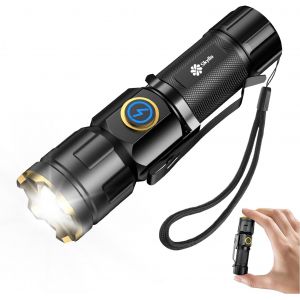 Extremely Bright Small Rechargeable Flashlight Mini Led Usb Waterproof Ipx6 1200 Lumens 5 Lighting Modes Adjustable Zoom Flash Pocket For Camping, Dog Walking, Emergency - Neuf