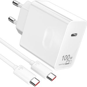 Jgd-100w Supercharge Chargeur Rapide Pour Honor 200 400 Pro,100w Pd Chargeur Usb C Rapide Avec Gan Tech,6a Supercharge C&acirc;ble Usbc 1m Pour Honor Magic7 Pro 7lite 6lite 6pro Pad 2 X6b 200 Lite Pad X8a - Neuf