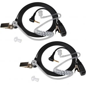 Oreillette acoustique de surveillance &agrave; air cach&eacute;, 1 broche 2,5 mm avec micro PTT pour Motorola Talkabout TLKR T92 H2O T60 T80 T82 T60 T62 T81 XT180 Cobra Security 2 voies radio (2 pi&egrave;ces) - Neuf