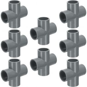 Ulteronixshop-Lot de 8 raccords en T en PVC de 1,9 cm 4 voies pour meubles, raccords coud&eacute;s pour &eacute;gout, plomberie, tuyaux de drainage, approvisionnement en eau, construction, jardin, gris - Neuf