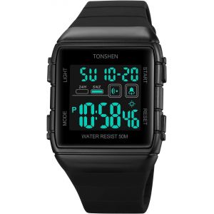 Eryi-Unisexe Sport Digitale Montre Outdoor Militaire Led Alarme Chronomètre Montres Bracelet 50m Etanche Plastique Er Caoutchouc Double Temps Countdown - Neuf