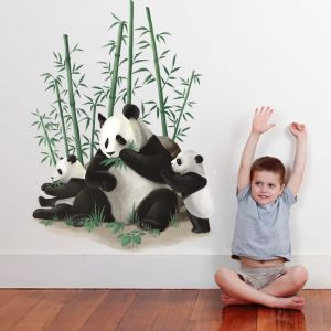 ERYI-Stickers Muraux Panda Autocollant Mural Bambou Animaux De La Jungle Deco Stickers Chambre Enfants Fille Garçon Bébé Décoration - Neuf